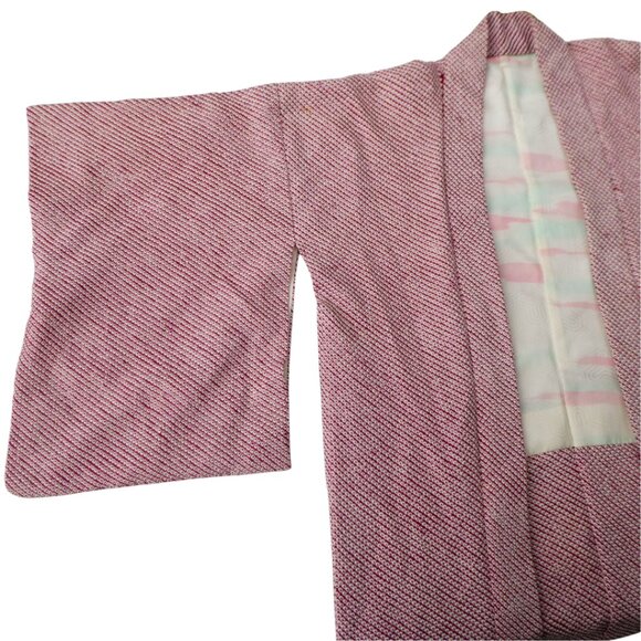 Japanese Kimono Ethnic Hand Crafted Embossed Lining Red White 3D Textured Tie - Picture 8 of 10